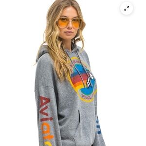 Aviator Nation Gray Hoodie with Colorful Logo